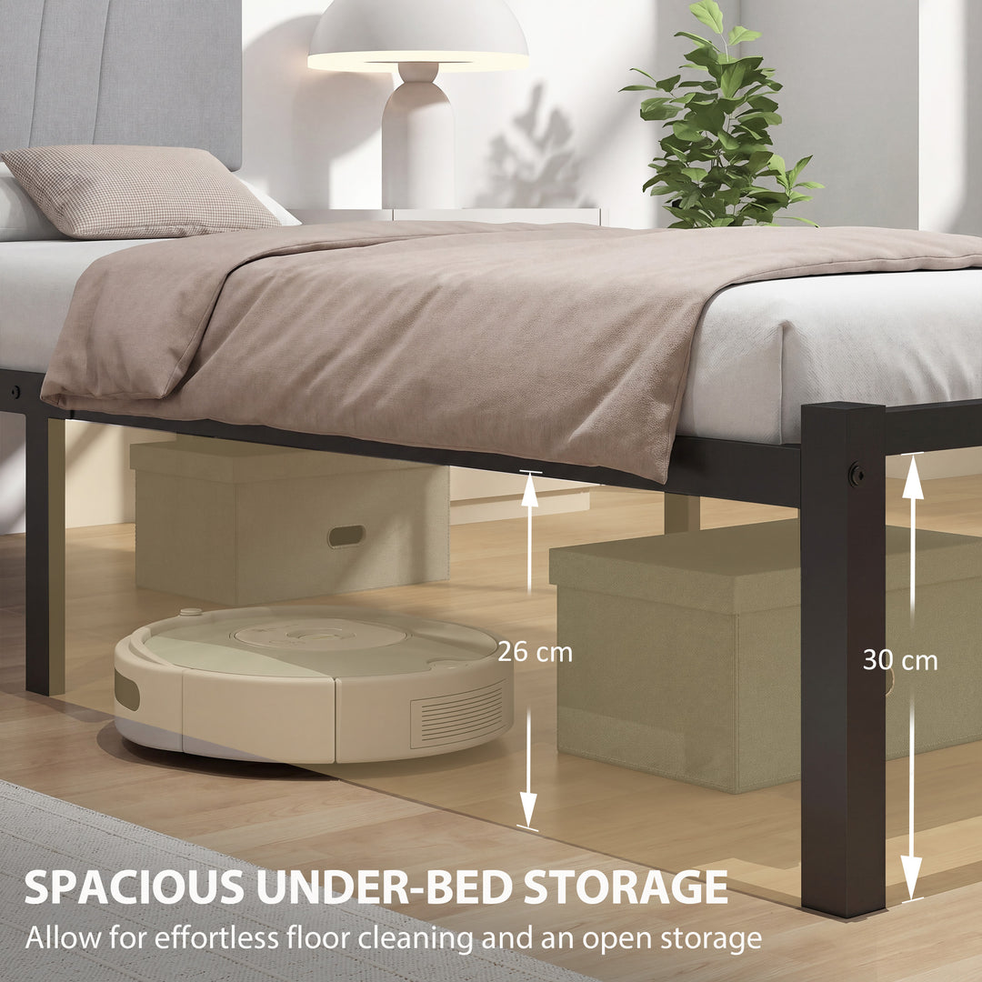 3FT Single Bed Frame with Upholstered Headboard and Underbed Storage, 