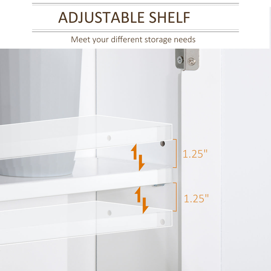 Bathroom Mirror Cabinet Wall Mounted Storage Cupboard with Double Door and Adjustable Shelf, White