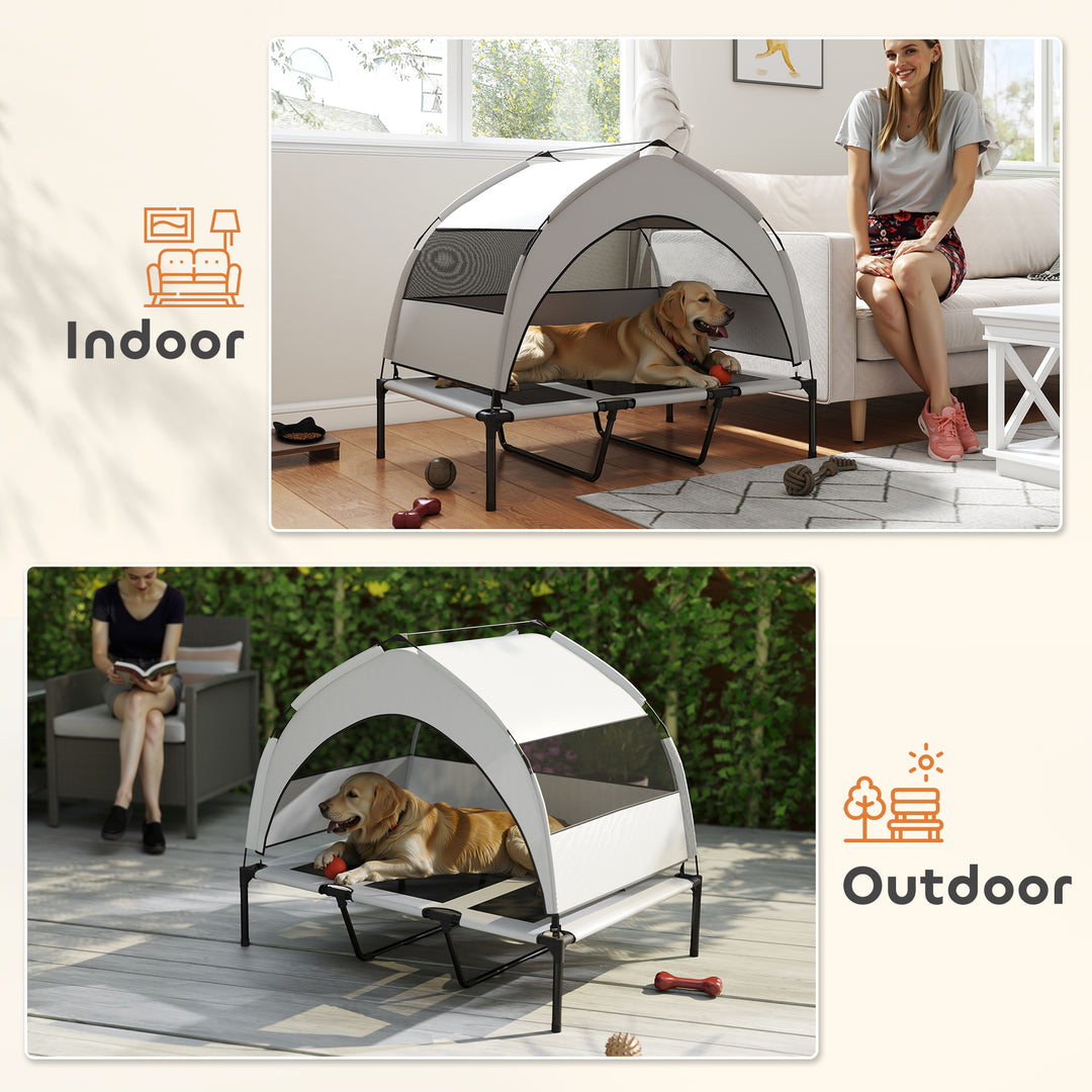 Portable Elevated Dog Bed with Removable Canopy, Cooling Raised Pet Cot for Large Dogs, 106 x 76 x 94 cm