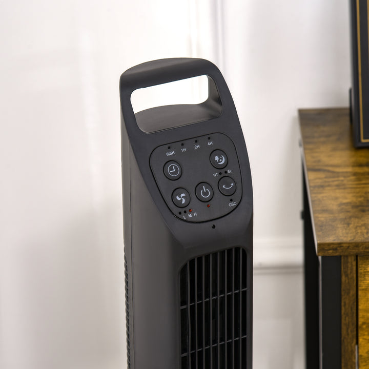 31" Oscillating Tower Fan with Remote Control, 4H Timer, 3 Speed 3 Modes, Quiet Electric Floor Standing Fan for Home Bedroom Office, Black