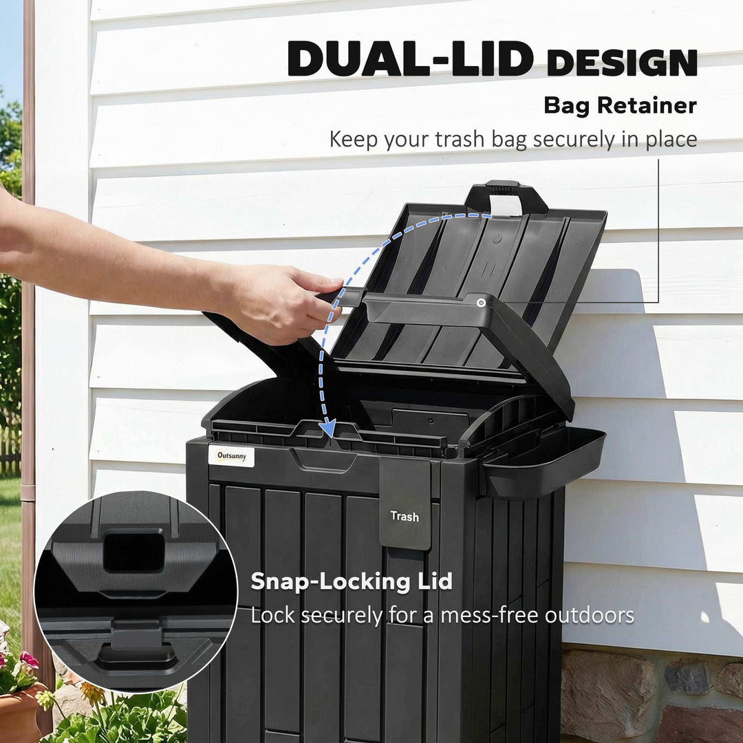 110 L Outdoor Bin with Dual Lid, Waterproof Plastic Trash Bin with - view 5