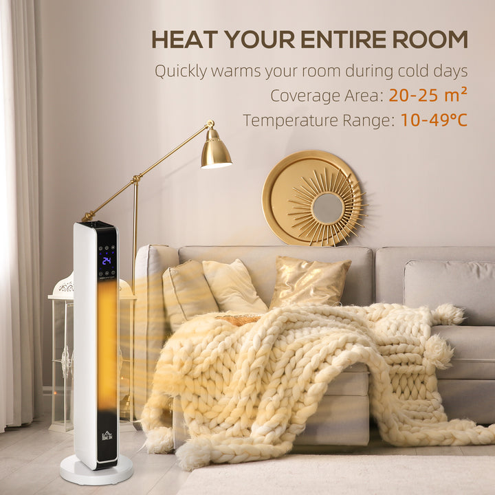 1100W/2200W Space Heater with 65° Oscillation & 8-Hour Timer and Overheat & Tip Over Protection, Room Heater with 2 Heat and Fan for Bedroom, 29 inch