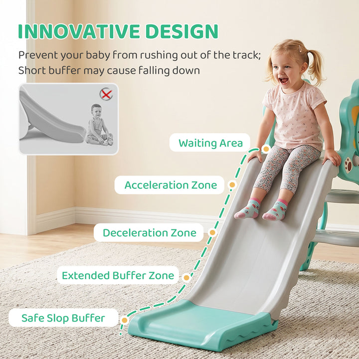 Baby Slide with Basketball Hoop, Climber, Easy to Assemble Kids Slide 