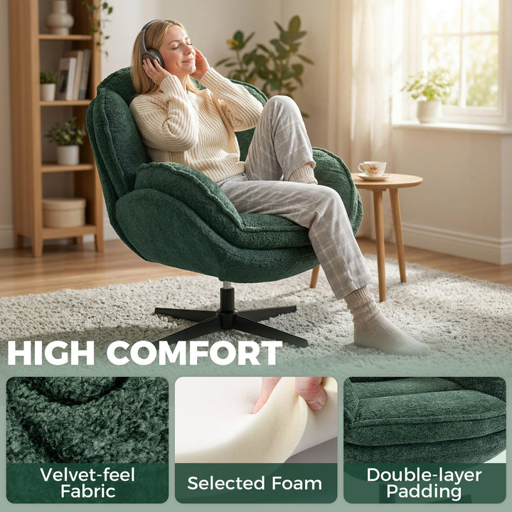 Modern Wingback Accent Chair, Velvet Armchair with Four-Star Base, S-S
