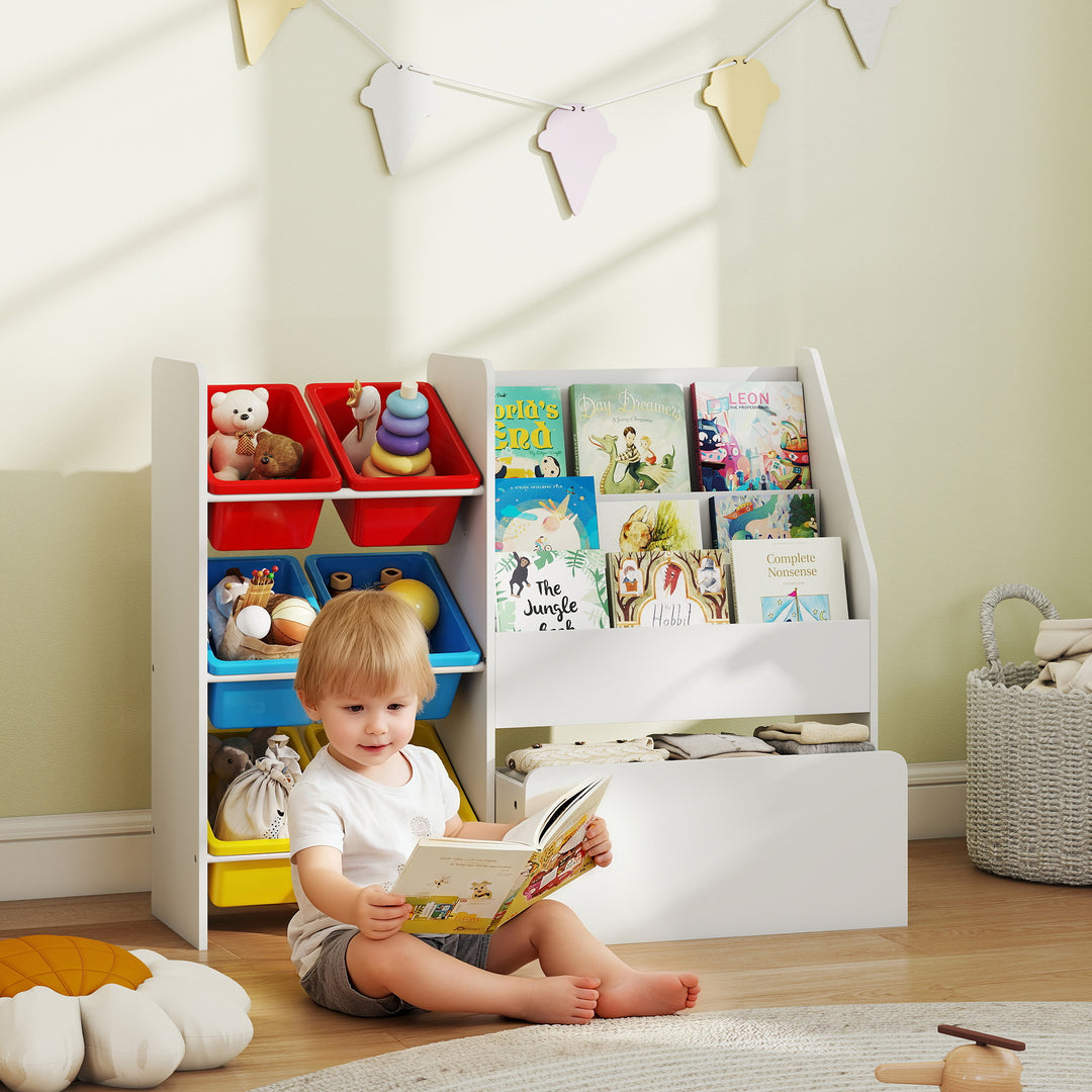 Toy Storage Unit, 3-Tier Toy Organiser Shelf with 6 Removable Storage Bins for Bedroom, Nursery, Multicoloured