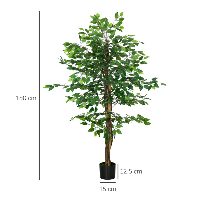 Artificial Ficus Tree, with Weighted Plant Pot - Green