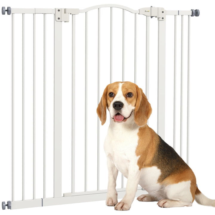 PawHut Metal Pet Safety Gate Dog Gate Folding Fence, White | Aosom UK