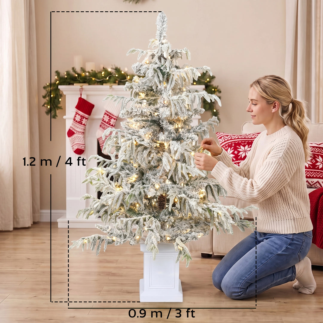 4ft Prelit Flocked Christmas Tree, Artificial Snow Flocked Spruce - view 3