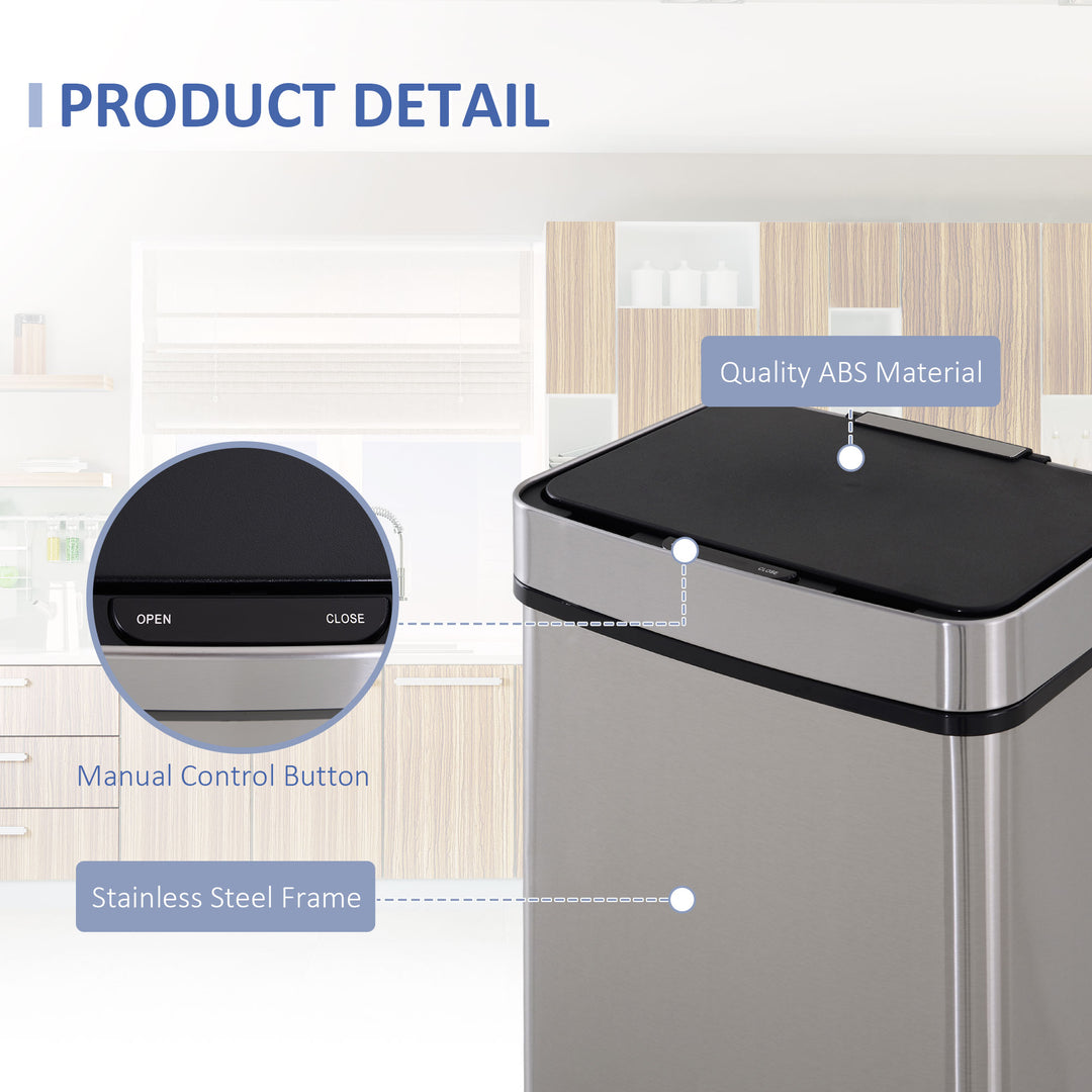 72L Recycling Sensor Bin Stainless Steel 3 Compartments For Both Wet/Dry Waste w/Removable Lid Kitchen Home