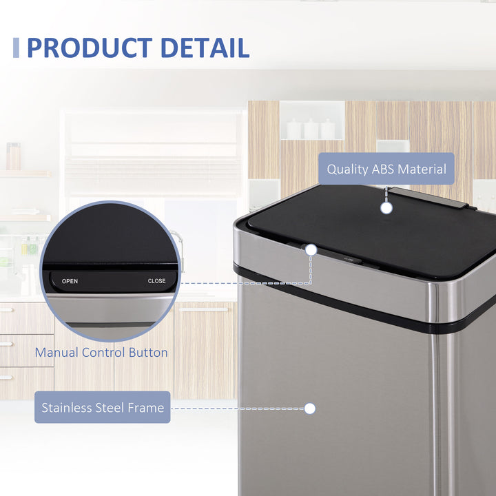 72L Recycling Sensor Bin Stainless Steel 3 Compartments For Both Wet/Dry Waste w/Removable Lid Kitchen Home