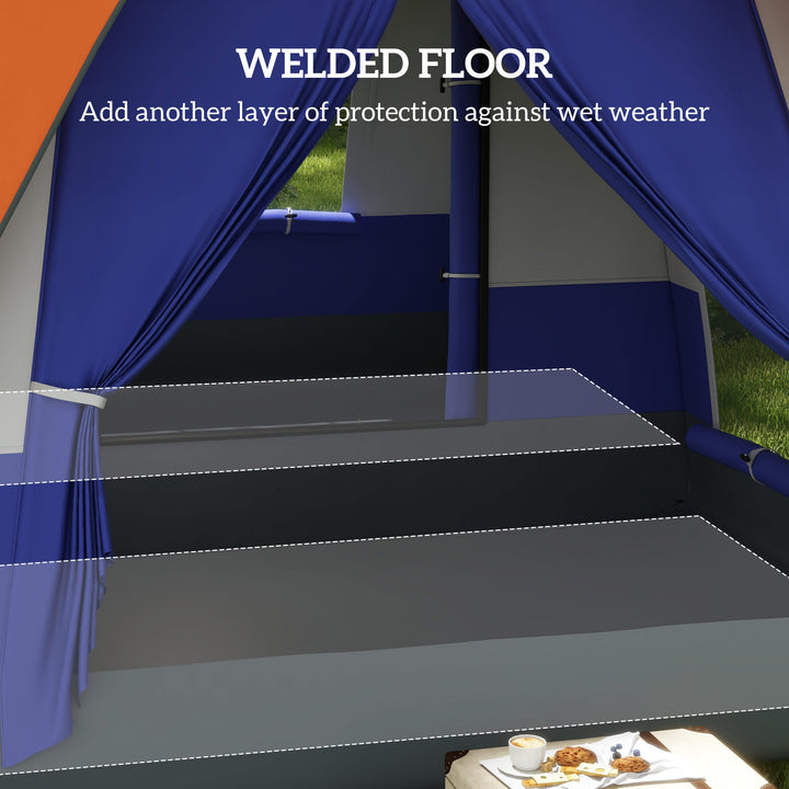 Six-Man Camping Tent, with Small Rainfly and Accessories - Orange