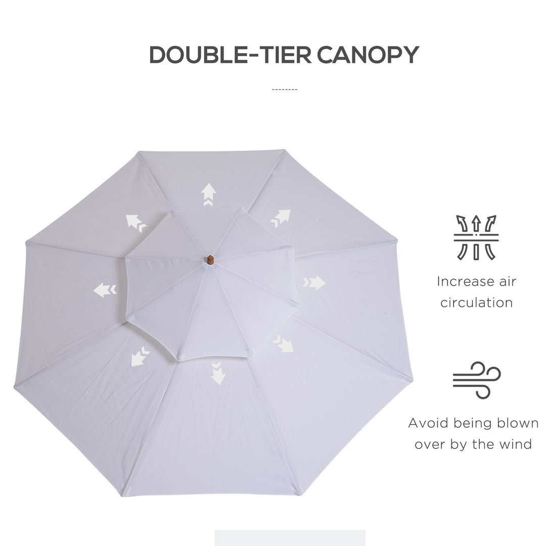2.7m Elegant Wooden Frame Parasol Umbrella - White