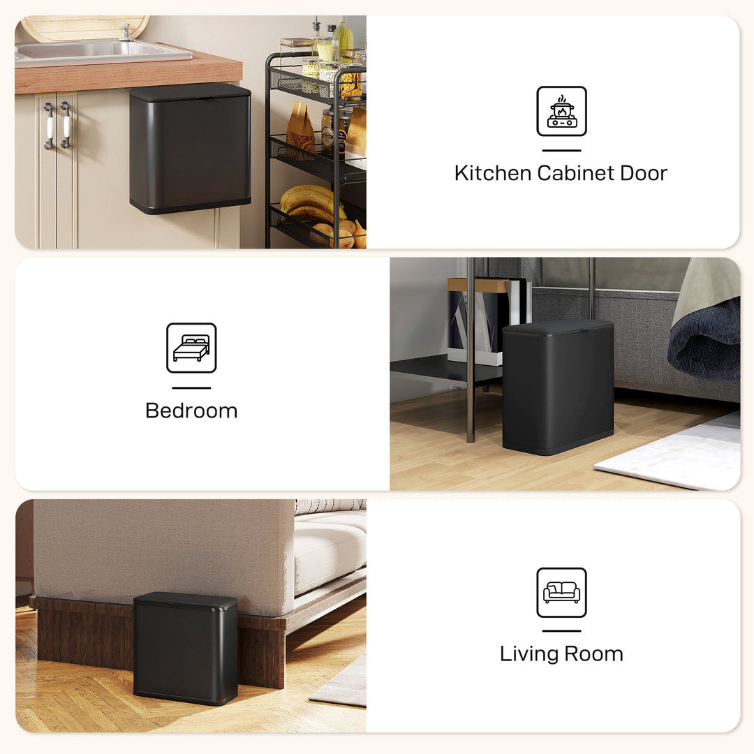 MCL 8L Hanging Kitchen Bin, Rubbish bin with Lid and Removable Inner Bucket for Kitchen Cabinet Door, Under Sink, Office