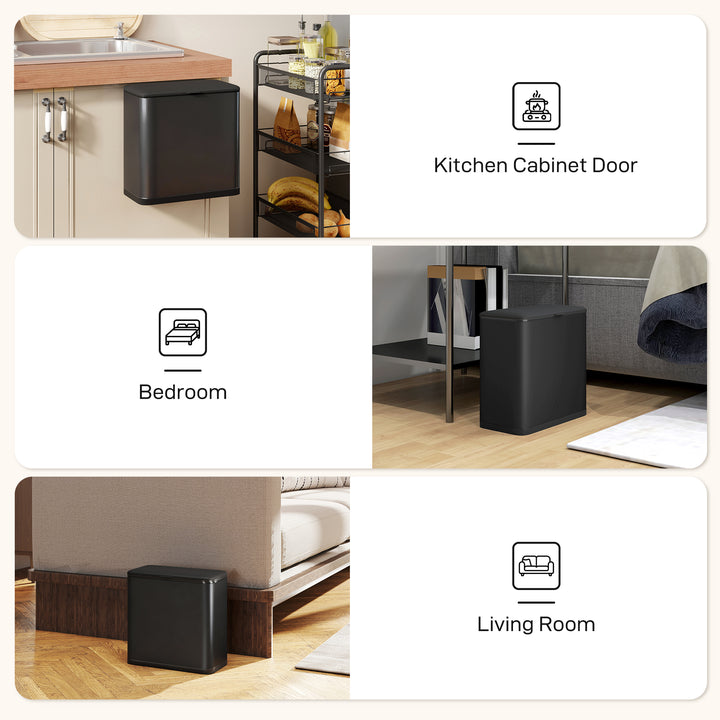 MCL 8L Hanging Kitchen Bin, Rubbish bin with Lid and Removable Inner Bucket for Kitchen Cabinet Door, Under Sink, Office