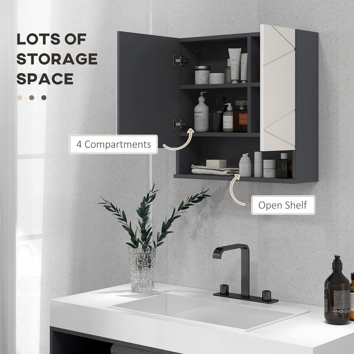 Kleankin Bathroom Wall Cabinet: With Adjustable Shelves for Storage, 55W x 17D x 55H cm, Light Grey | Aosom UK