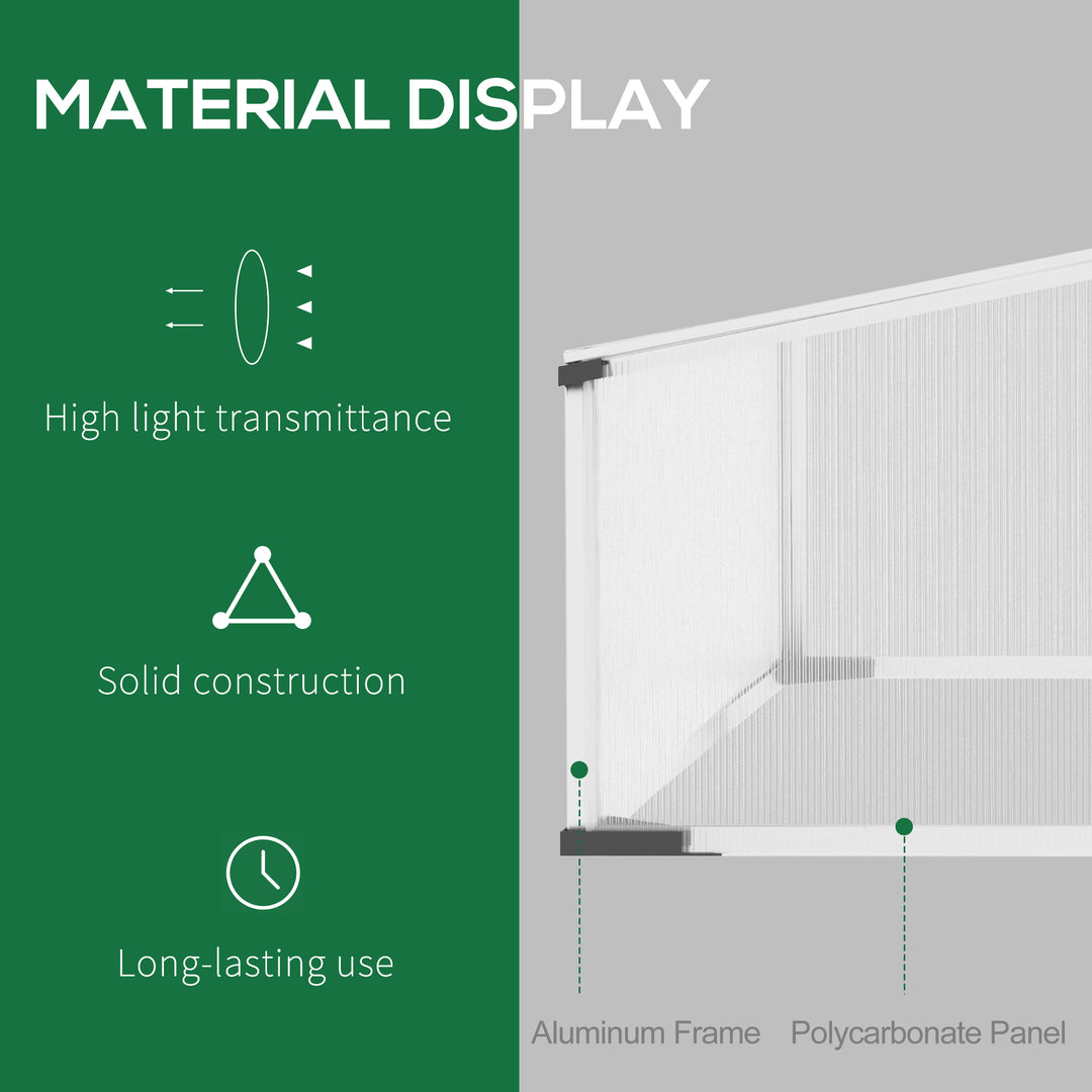 Outsunny Cold Frame Greenhouse Polycarbonate Greenhouse Aluminium Grow House w/ Independent Opening Tops for Plants, 120 x 100 x 41 cm