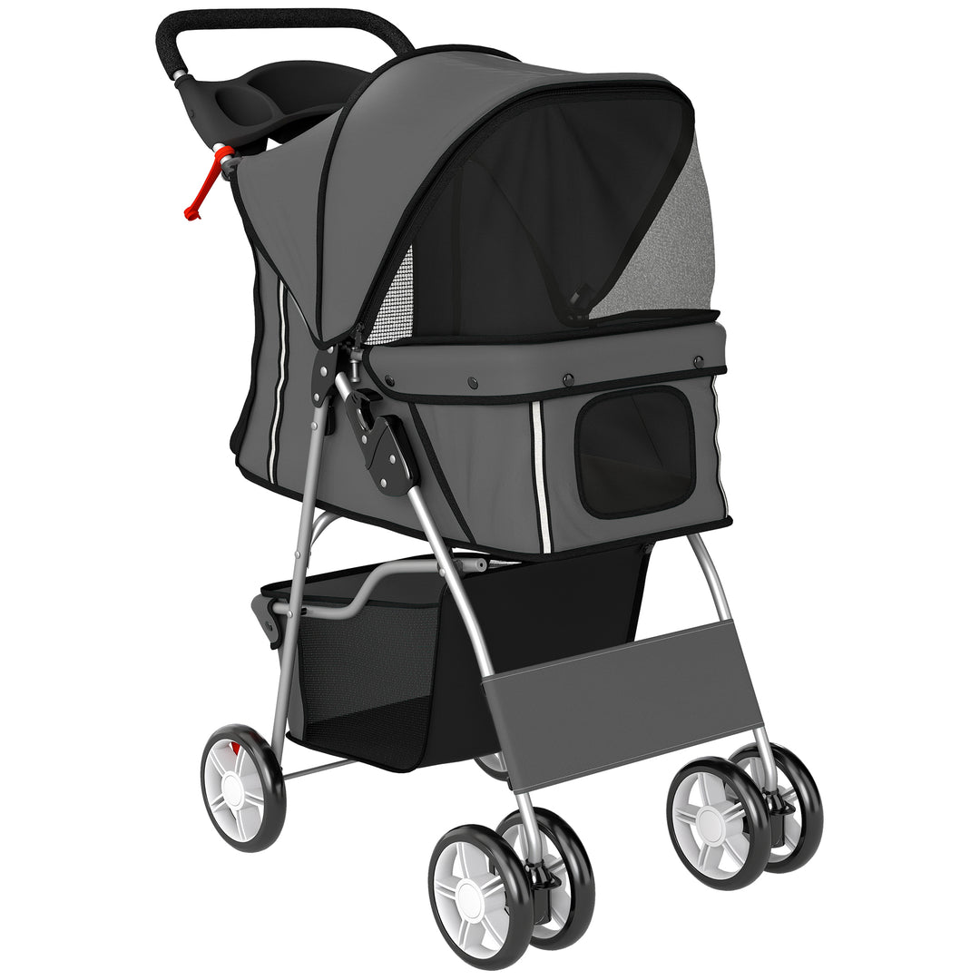 Dog Pram, Pet Stroller with Reflective Strips, Foldable Cat Stroller w