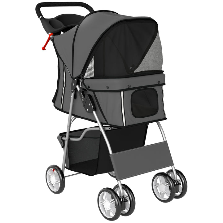 Dog Pram, Pet Stroller with Reflective Strips, Foldable Cat Stroller w