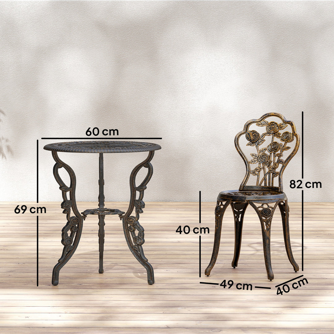 Outdoor Bistro Set Vintage Rose Design Patio Furniture Set with Round 