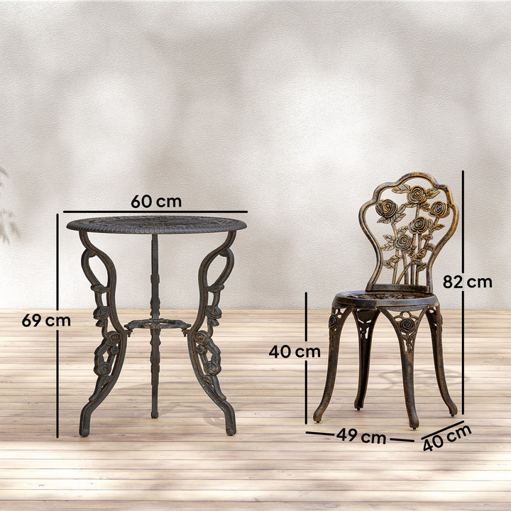 Outdoor Bistro Set Vintage Rose Design Patio Furniture Set with Round 