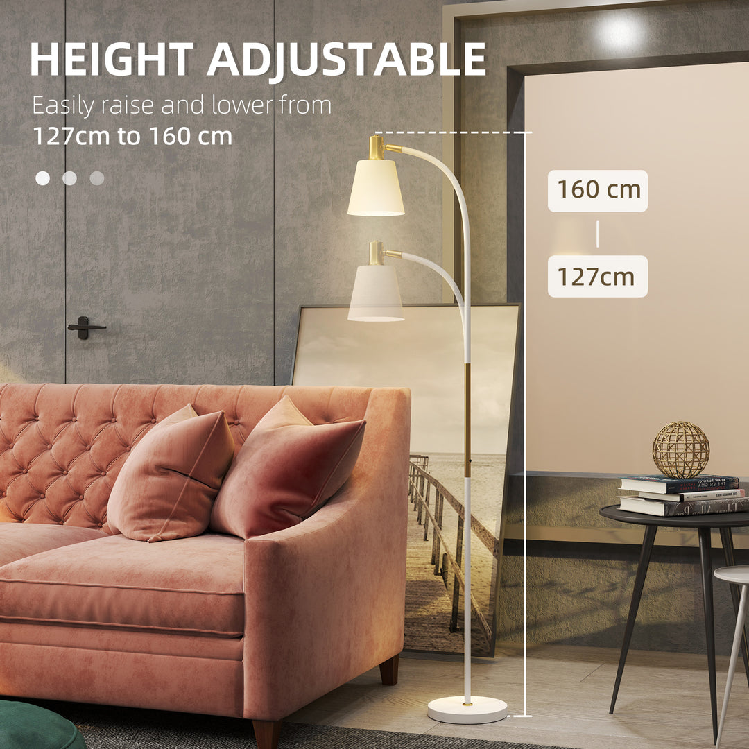 Floor Lamp for Living Room, Spotlight Reading Standing Lamp with Adjustable Height, Rocker on/off Switch, Indoor Task Lighting for Bedroom, Office, White (Bulb not Included)