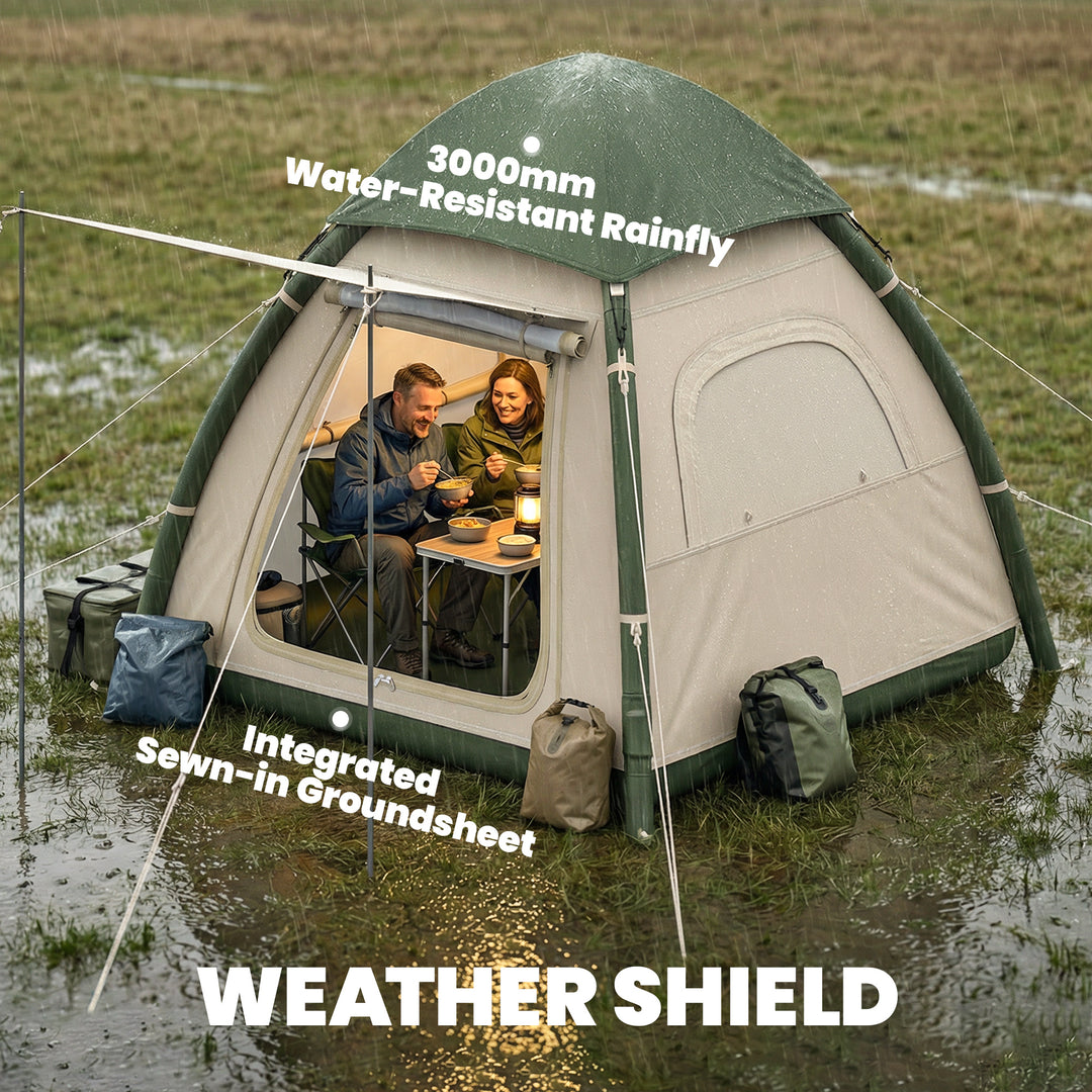 Inflatable Camping Tent with Rainfly, 3 Man Air Tent 3000mm Waterproof