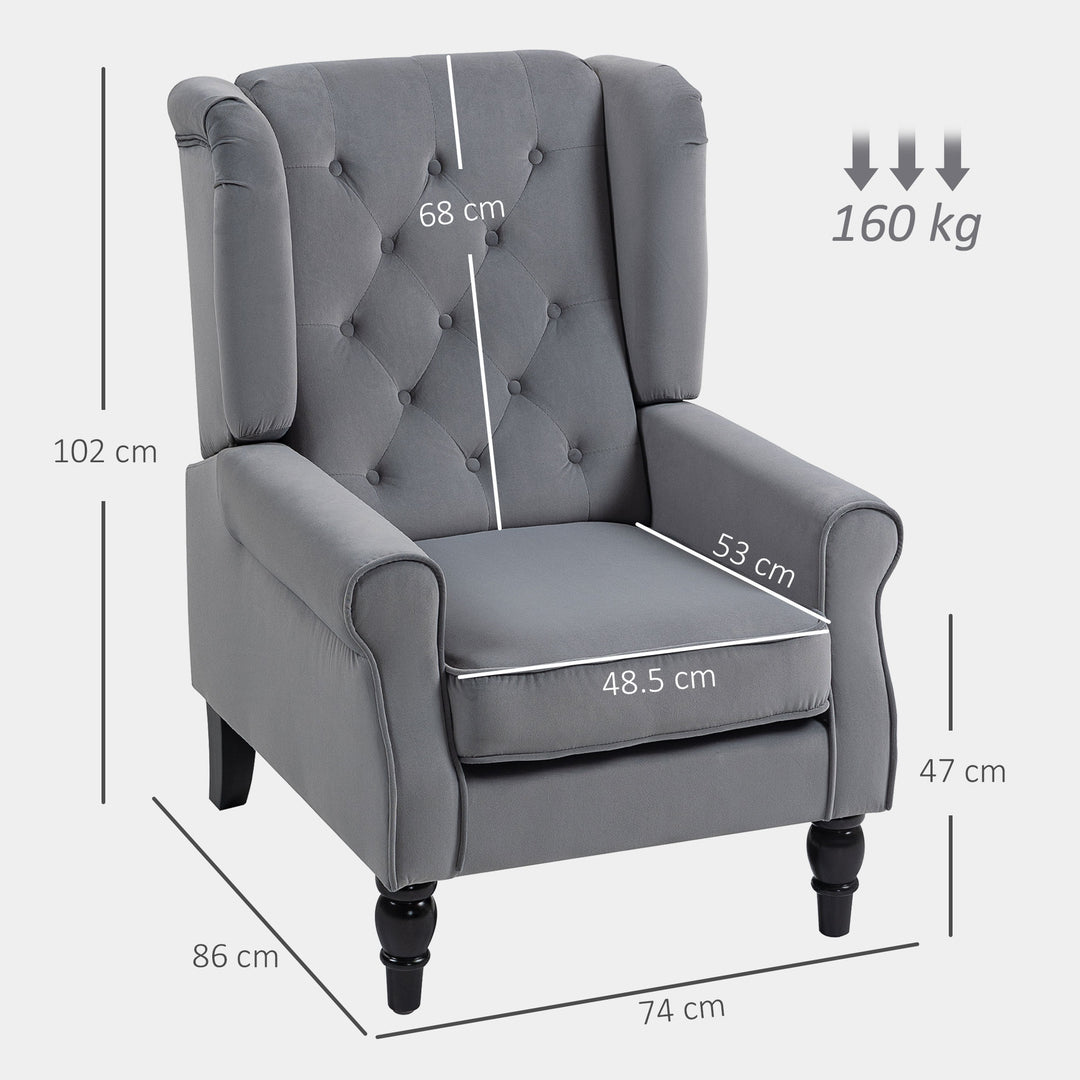 Wingback Accent Chair, Retro Upholstered Button Tufted Occasional Chai