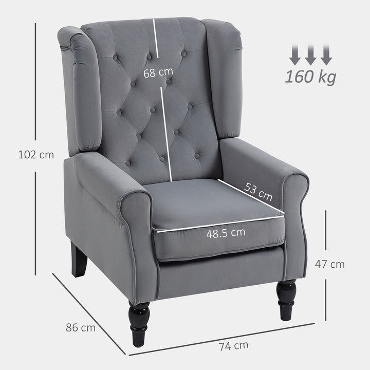 Wingback Accent Chair, Retro Upholstered Button Tufted Occasional Chai