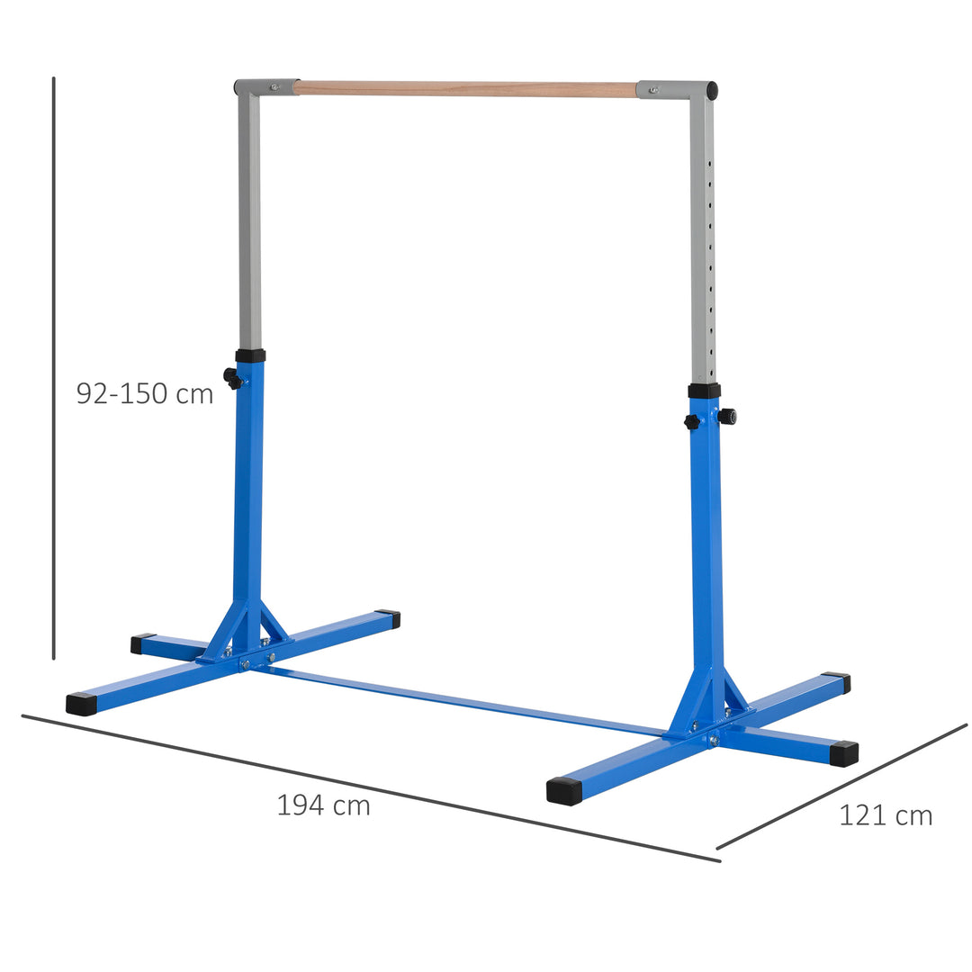 MCL Height Adjustable Gymnastics Horizontal Bar for Kids, Children Junior Kip High Bar Fitness, Blue