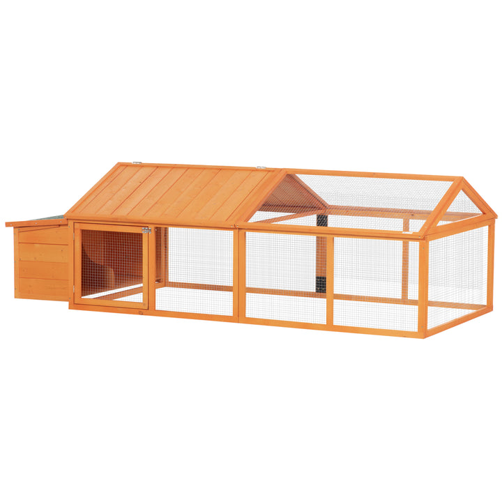 PawHut Wooden Chicken Coop with Nesting Box, Openable Roof, for 4-8 Chickens, Ducks, Orange | Aosom UK