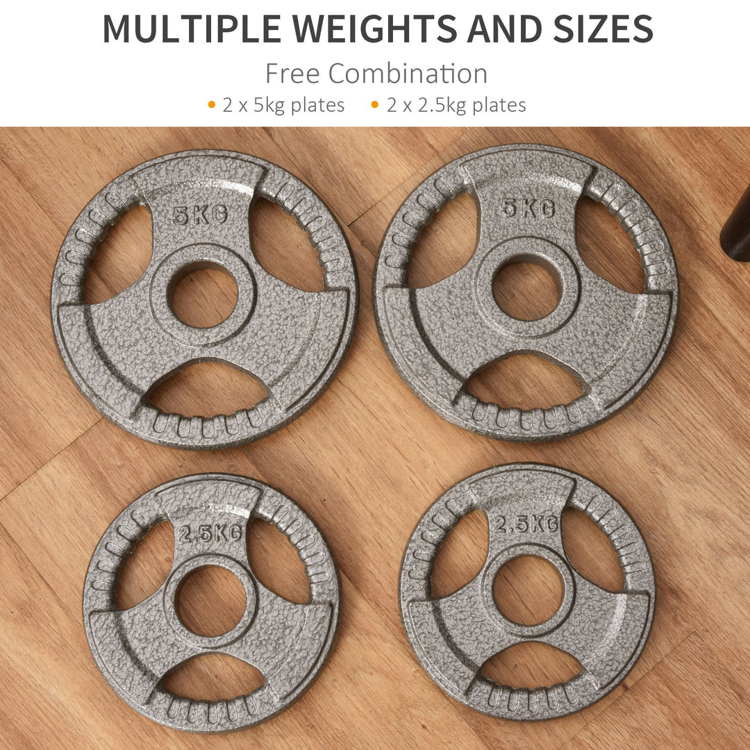 MCL Set of 4 Weight Plate for 2 inch/5cm hole Dumbbell Handle Bar 15kg Dumbbell Plates Barbell Weight 2 x 5kg, 2 x 2.5kg