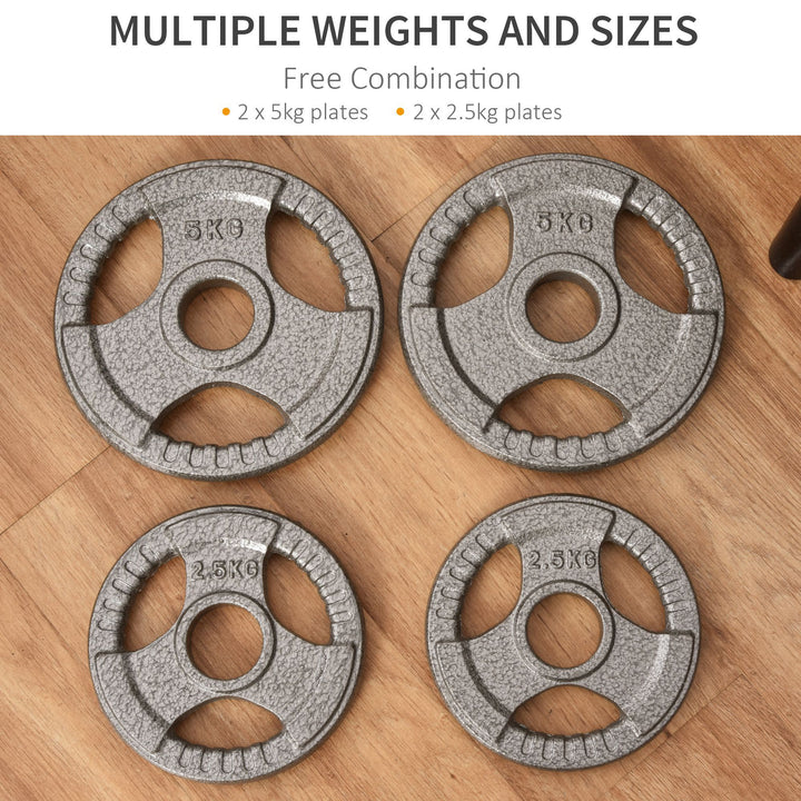 MCL Set of 4 Weight Plate for 2 inch/5cm hole Dumbbell Handle Bar 15kg Dumbbell Plates Barbell Weight 2 x 5kg, 2 x 2.5kg
