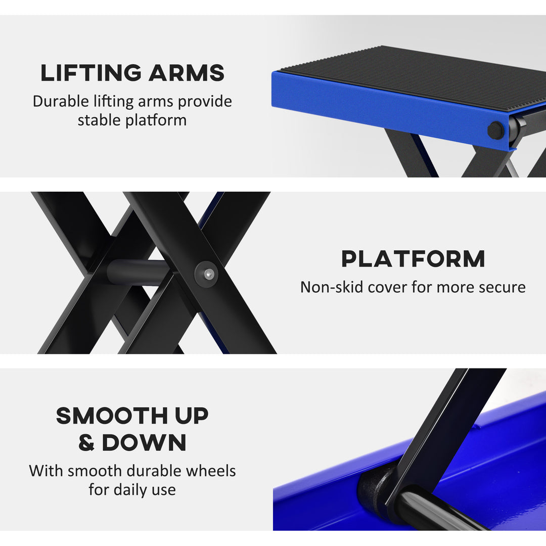 500KG Motorcycle Lift Scissor Jack, Height Adjustable Motorbike Stand with Anti-Slip Wide Deck, Heavy Duty Steel Motorbike Repair Lift Hoist Stand for Home Garage, Blue