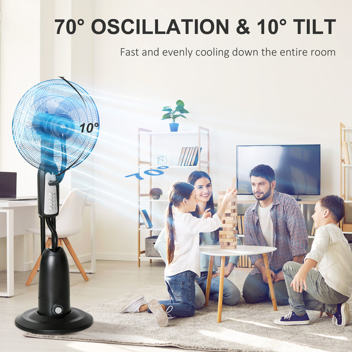 18" Pedestal Fan with Water Mist Spray, Standing Fan, Humidifying Misting Fan with 3 Speeds, 2.8L Water Tank, Black