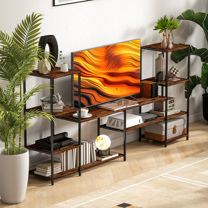 TV Unit for TVs up to 55 Inches, Industrial TV Stand with Storage Shelves, Entertainment Centre for Living Room, Bedroom