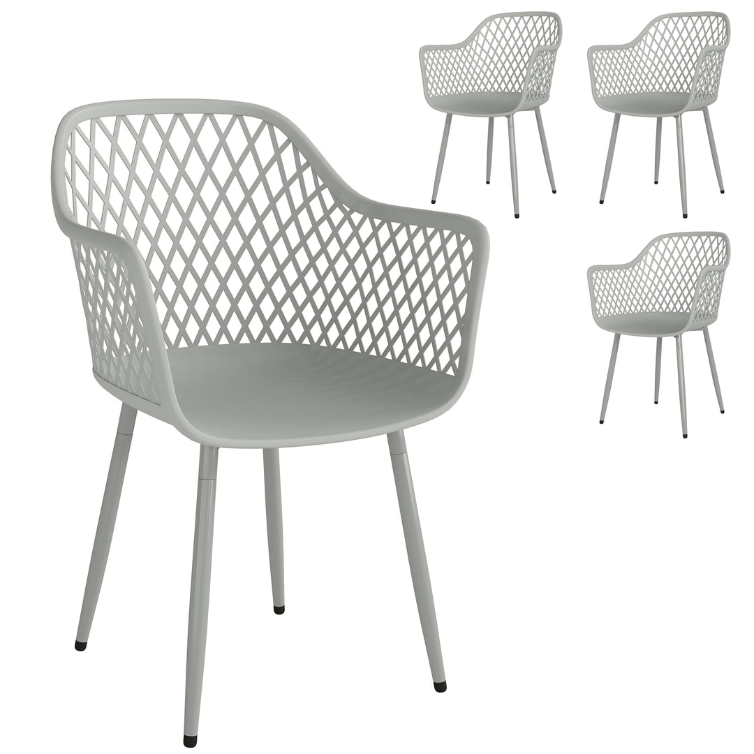 Garden Chairs Set of 4, Garden Dining Chairs with Cut Out Diamond Back