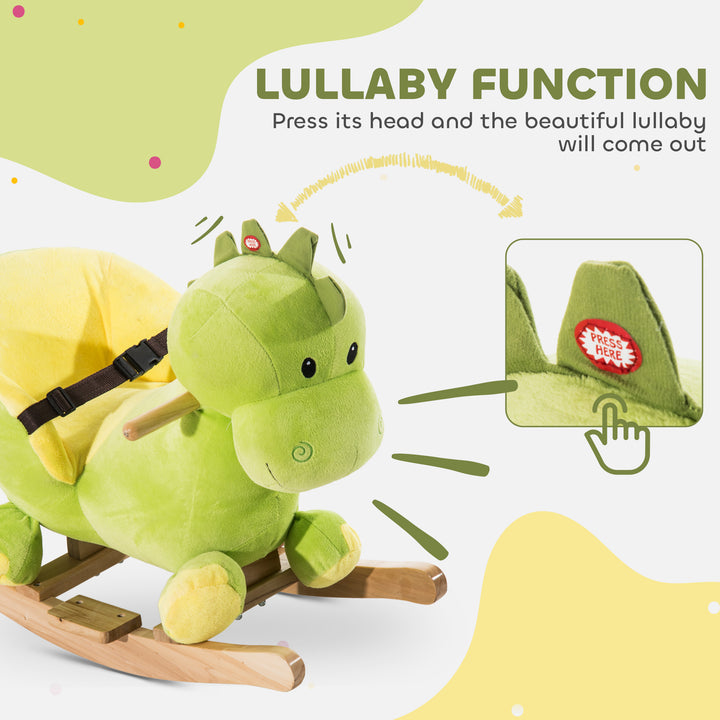 MCL Kids Rocking Horse, Plush Ride-On Dinosaur Seat, with Seat Safety Belt, 32 Songs, Ride-On Horse