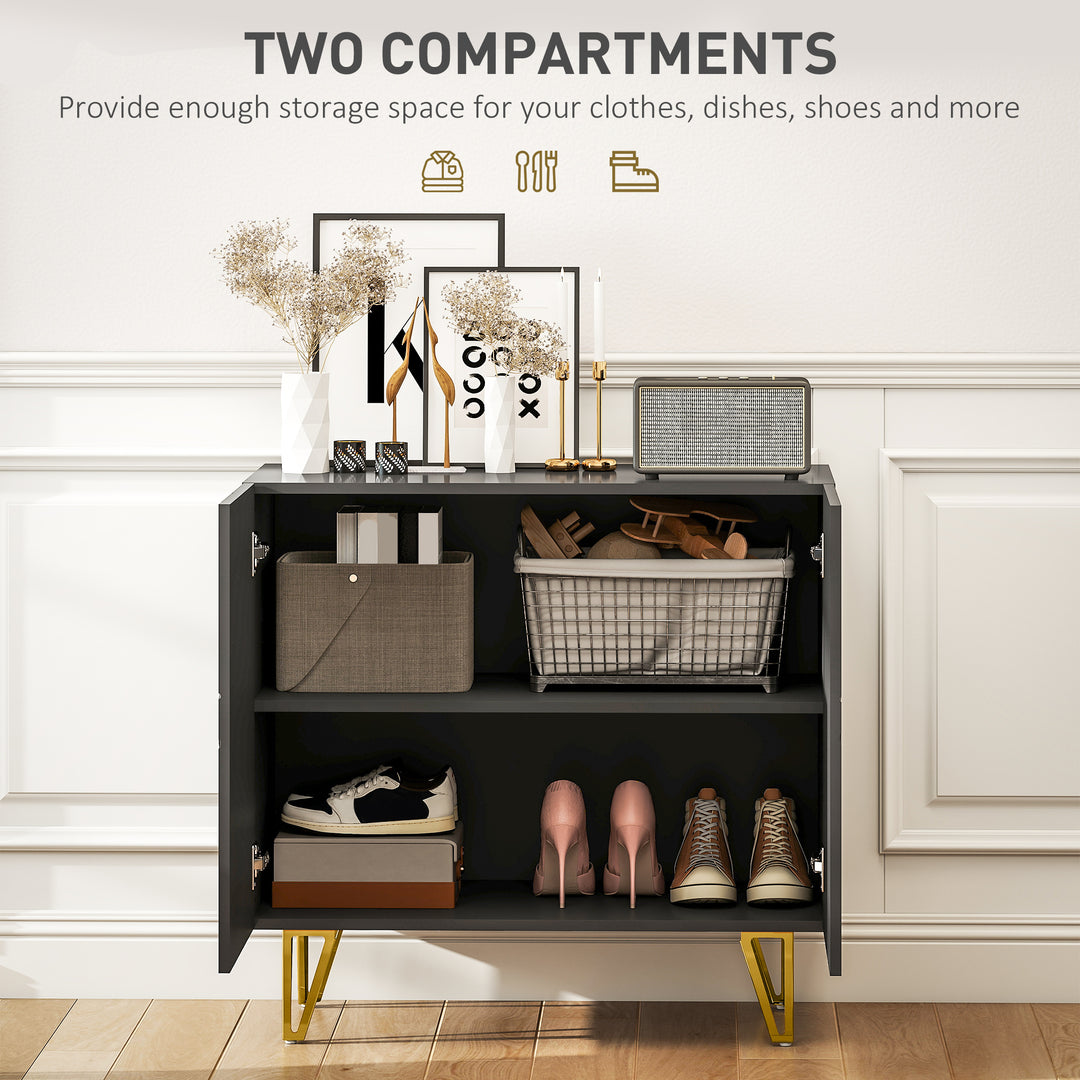 Modern Luxe High Gloss Sideboard, with Hairpin Legs - Black