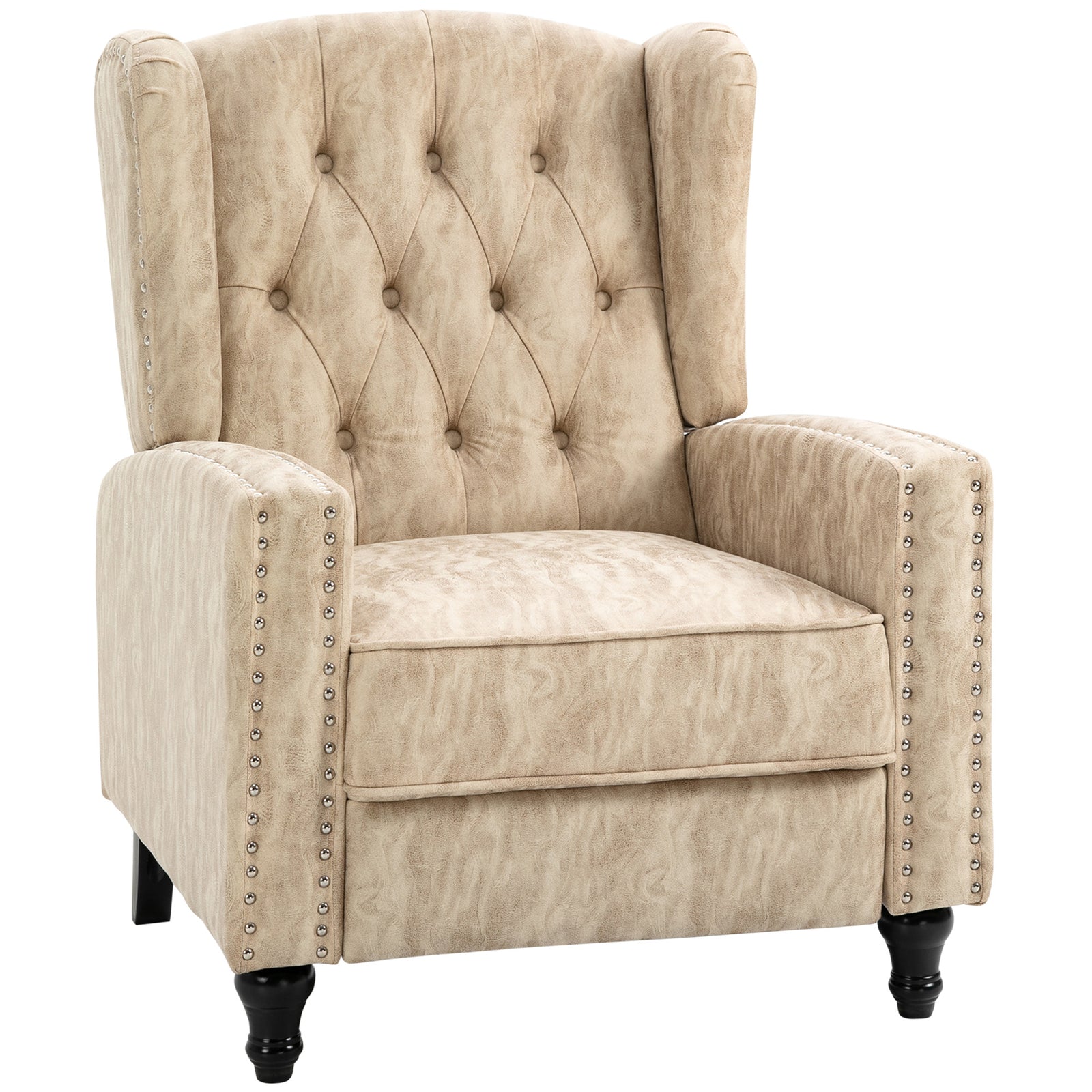 Chesterfield-Style Reclining Armchair - Beige