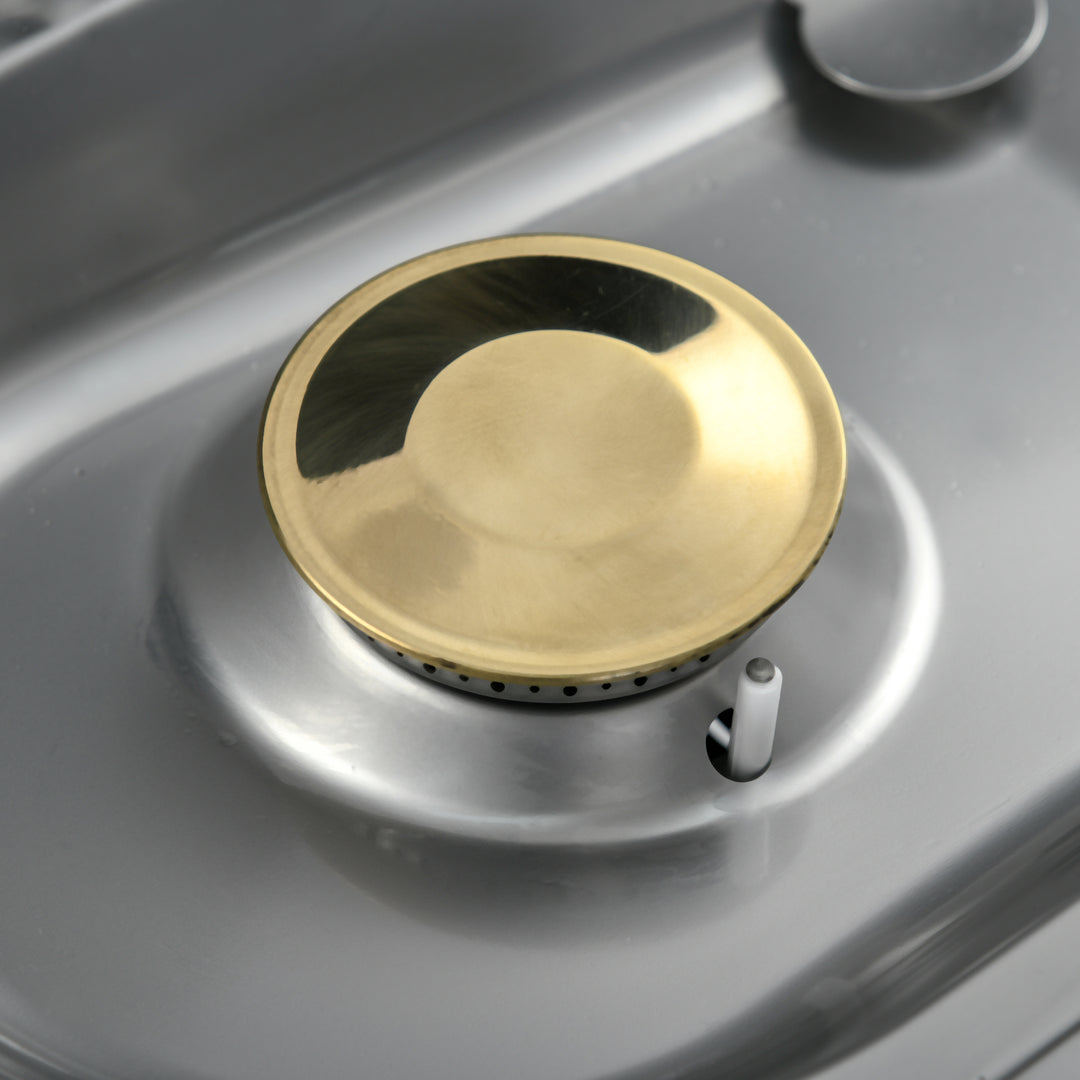 MCL Foldable Gas BBQ Grill 2 Burner Table Top Barbecue with Lid Piezo Ignition Thermometer for Camping Picnic Cooking, Aluminium Alloy