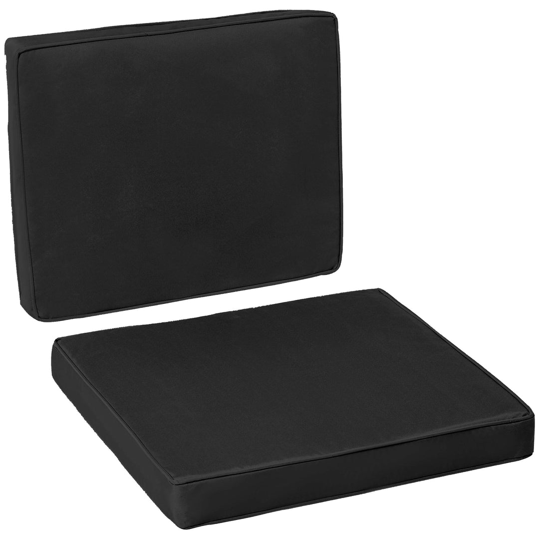 2 Piece Garden Chair Cushions with 1 Seat Cushion 1 Back Pad for Rattan Sofa Chair, Outdoor Seat Pads for Indoor and Outdoor Use, Black