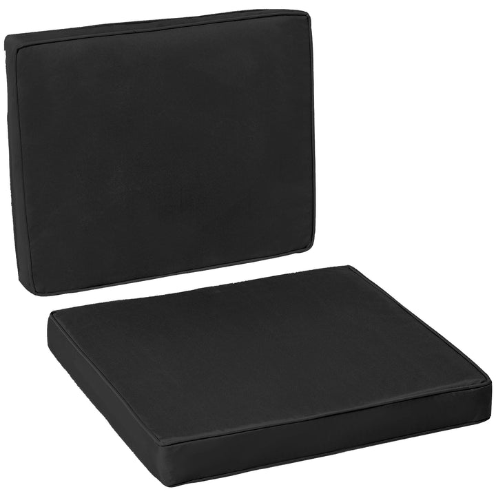 2 Piece Garden Chair Cushions with 1 Seat Cushion 1 Back Pad for Rattan Sofa Chair, Outdoor Seat Pads for Indoor and Outdoor Use, Black