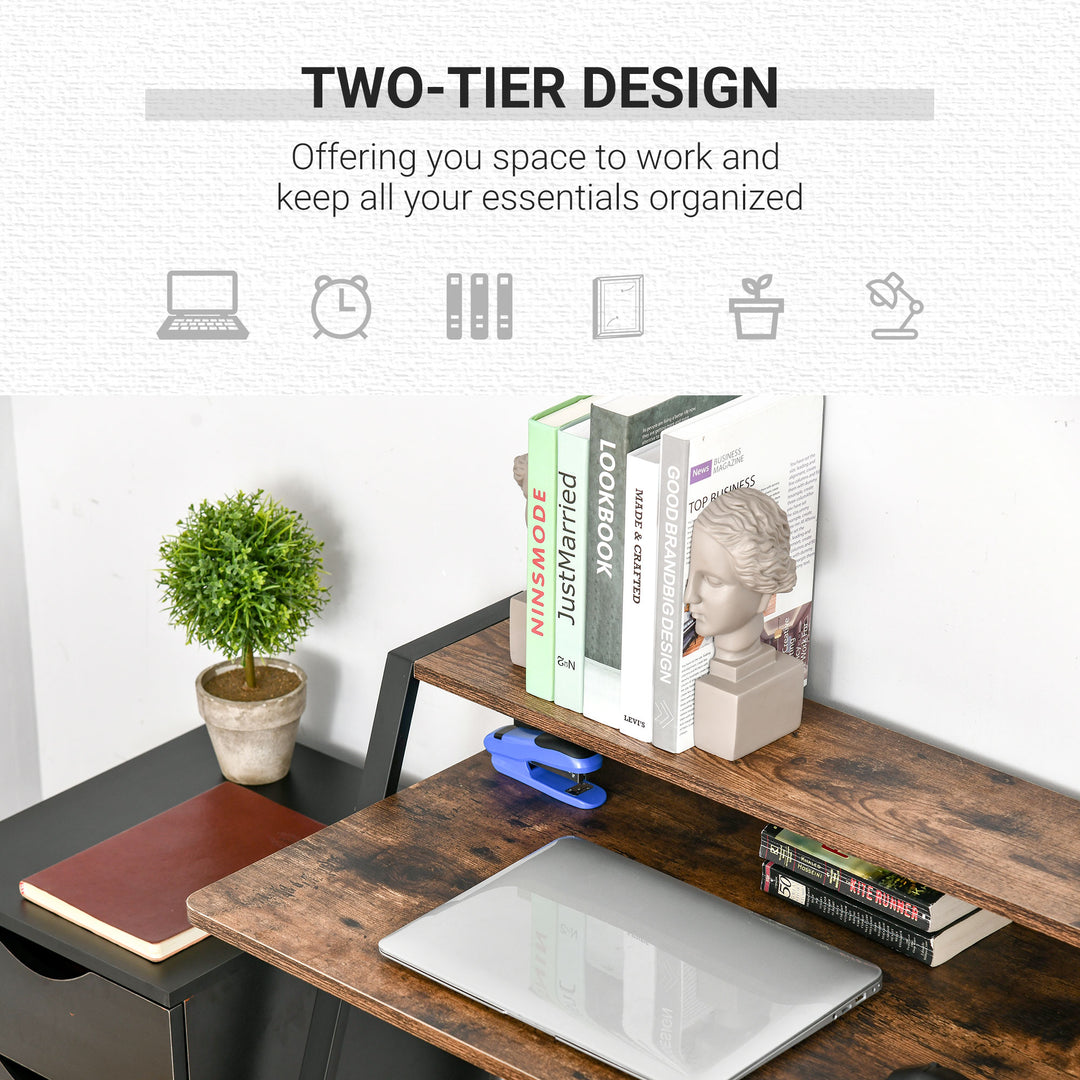 MCL Writing Desk Computer Table Home Office PC Laptop Workstation Storage Shelf 84L x 45W cm Rustic Brown