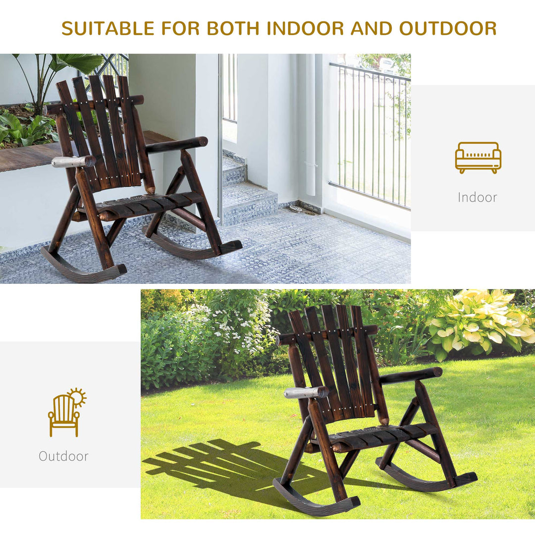 Adirondack Chair Cedar Wood Ergonomic Rocking Chair Porch Rocker Garden Traditional - Burlywood