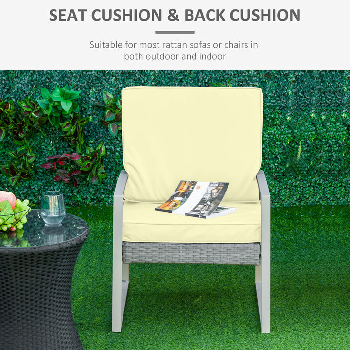 Set of 2 Garden Seat and Back Cushion Set, Replacement Cushions for Outdoor Furniture with Seat Cushion and Back Cushion, Cream White