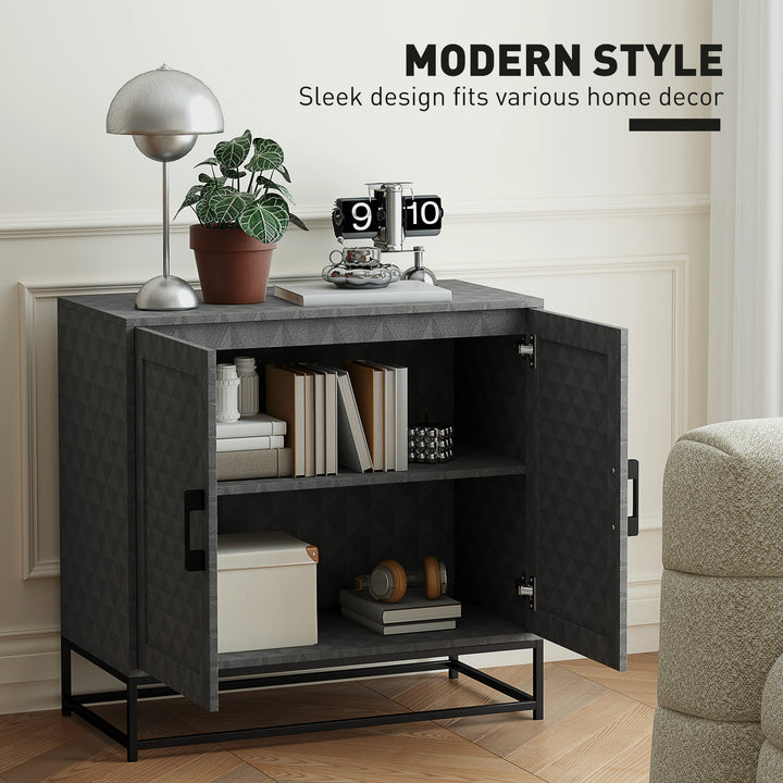 Modern Sideboard, Freestanding Sideboard Storage Cabinet with Adjustable Shelf and 2 Doors for Living Room, Grey