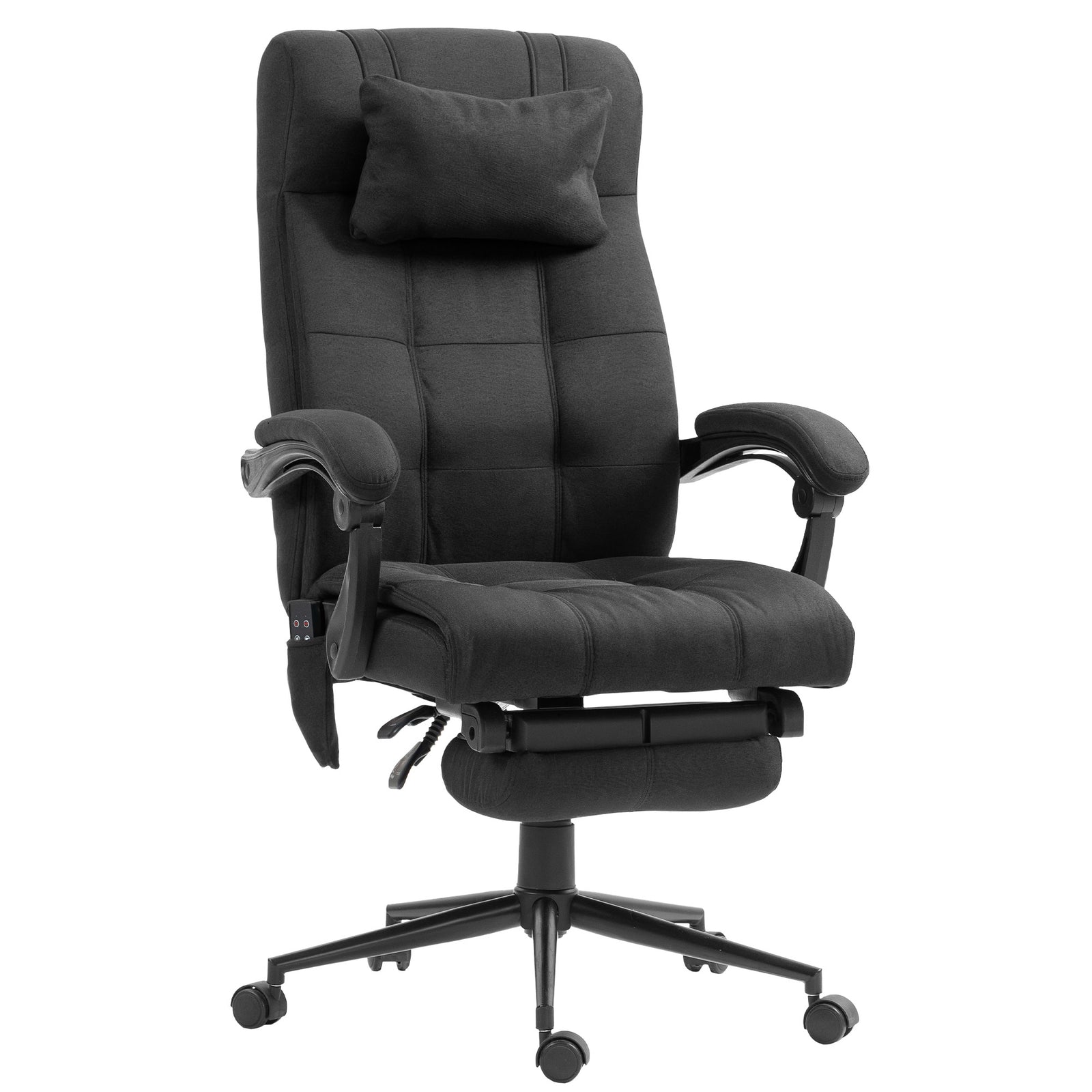 Office Chair with 6-point Vibration Massage and Heat, Computer Chair with Adjustable Height, Head Pillow, Footrest for Home, Black