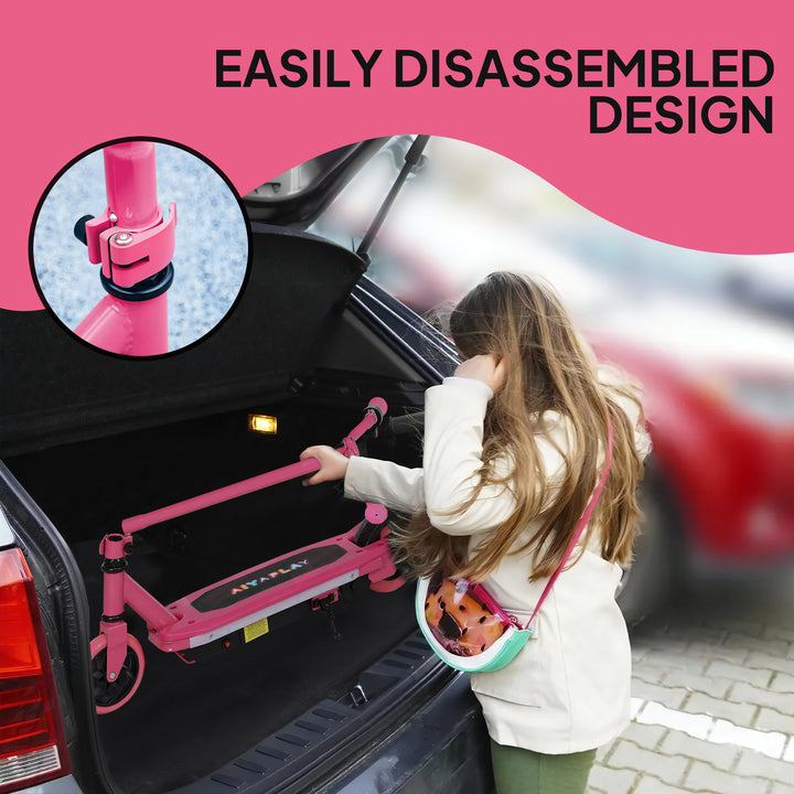 Electric Scooter for Ages 6-14, with Colourful Light and Electric Brake, Electric Scooter E Scooter, Up to 10 KM/H & 8 KM, Pink