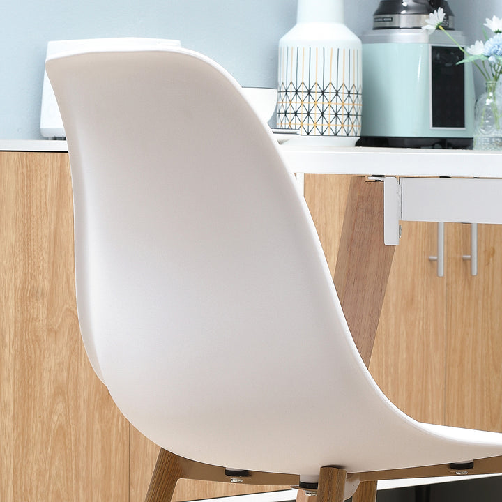 Modern Dining Chairs Set of 4, Kitchen Chairs with Backrest and Steel Legs for Dining Room, Living Room, White