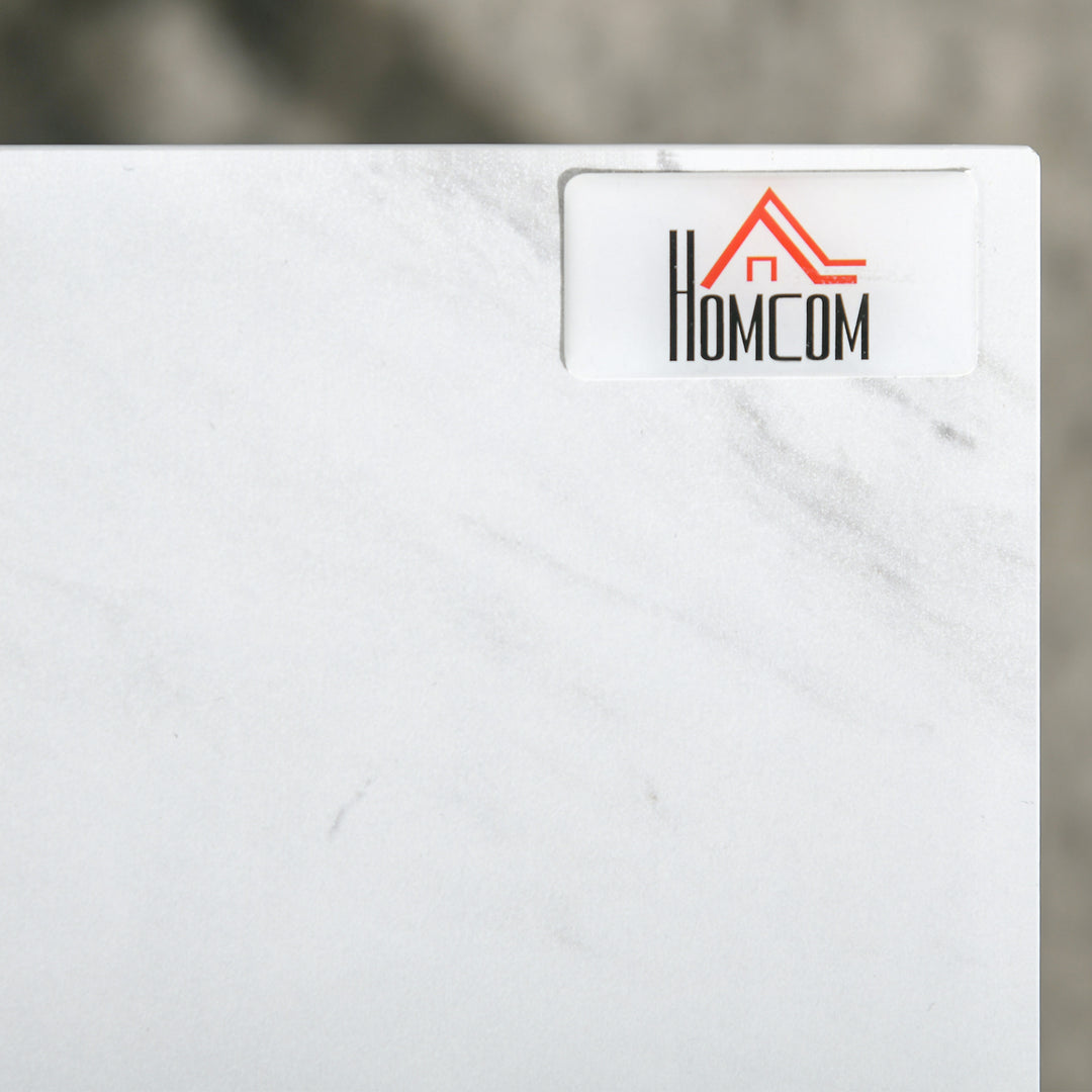 MCL Modern Coffee Table Set of Two, Marble-Effect Nesting Side Tables with Steel Frame for Living Room, White, Black